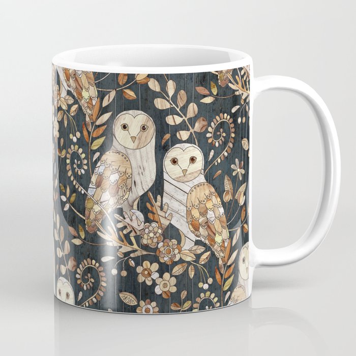 Wooden Wonderland Barn Owl Collage Coffee Mug