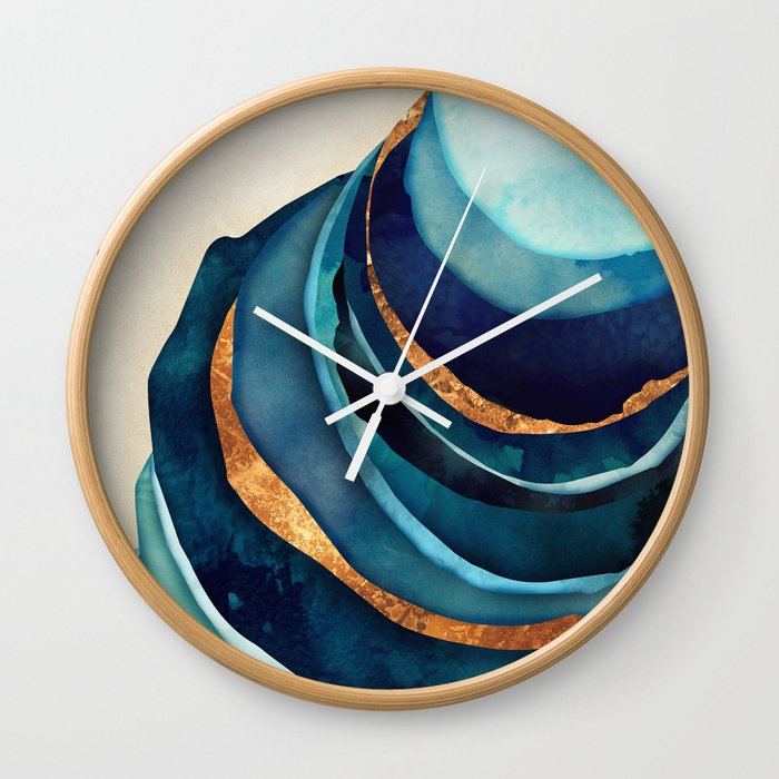 Abstract Blue with Gold Wall Clock
