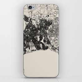 South Africa, Cape Town - Black and White City Map Drawing iPhone Skin