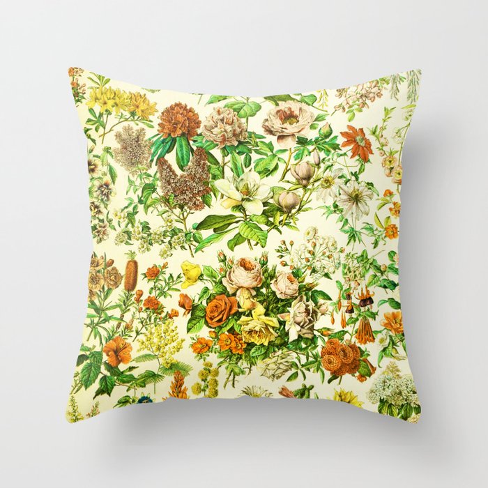 Adolphe Millot "Flowers" 3. Throw Pillow