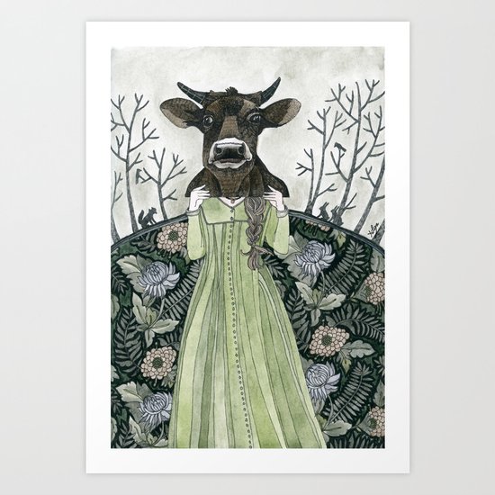 Cow Mask Art Print