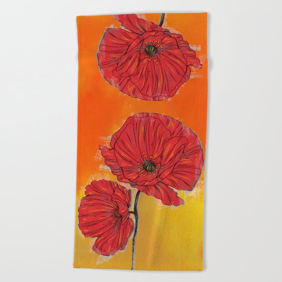 Poppy Variation 7 Beach Towel
