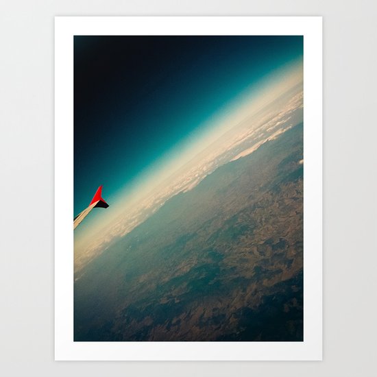 Wing, Clouds and land Art Print