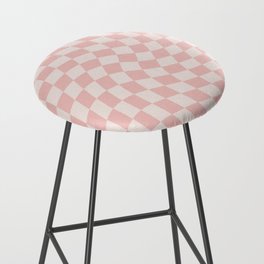 Pastel Pink Checkerboard Wavy Swirl Geometric Pattern Cute Bar Stool