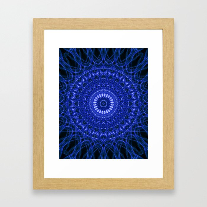 Dark blue mandala Framed Art Print