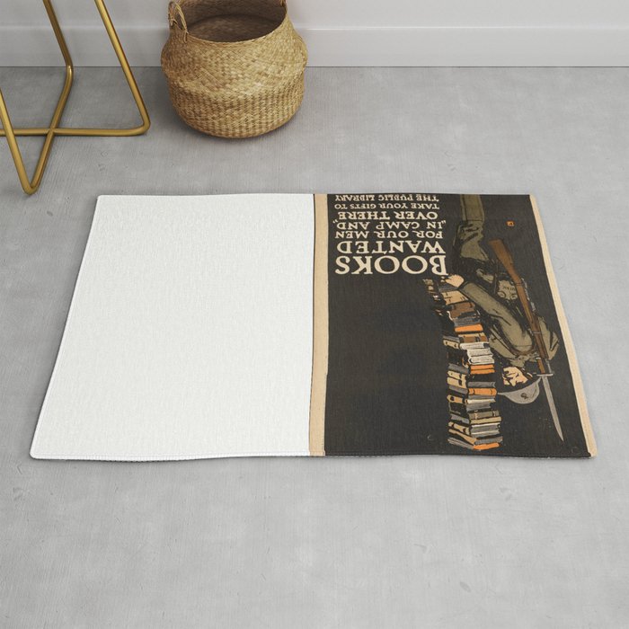 Vintage Poster Books Wanted Rug By Mosfunky