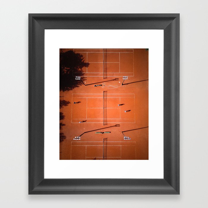 Tennis court orange Framed Art Print