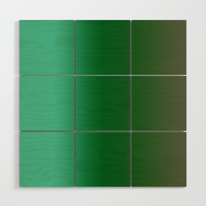 Modern Aqua Green And Herbal Chive Green Ombre Gradient Abstract Pattern Wood Wall Art