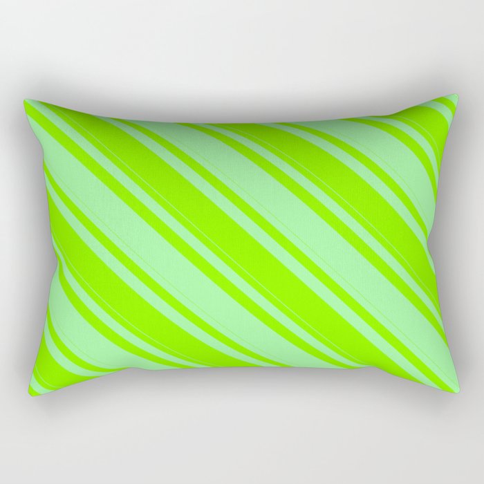 Chartreuse and Green Colored Lines/Stripes Pattern Rectangular Pillow