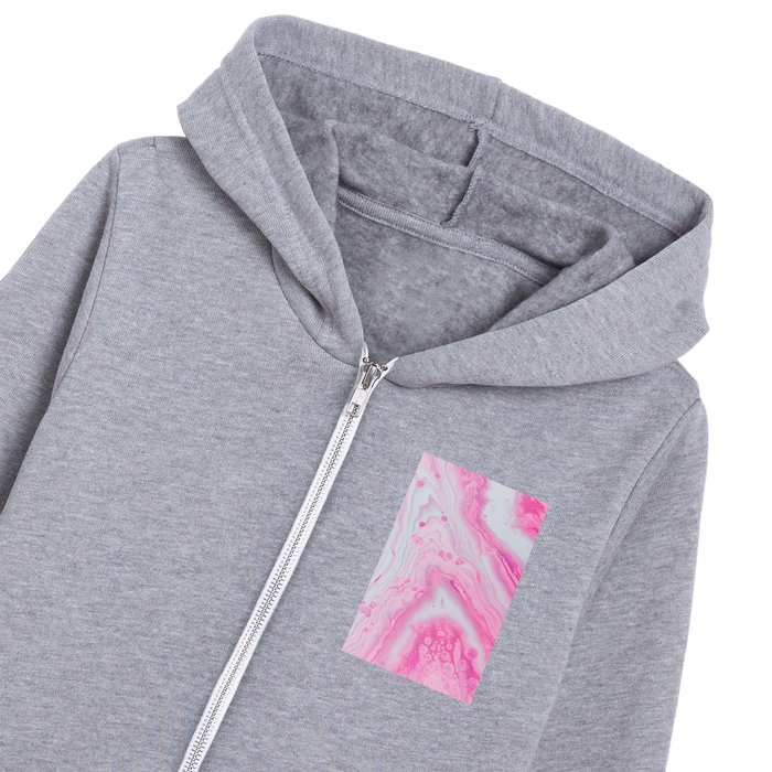 Pink Watercolor Liquid Marble Kids Zip Hoodie