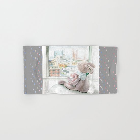 City Bunnies - "Looking For Tokyo Tower On A Foggy Day" Hand & Bath Towel