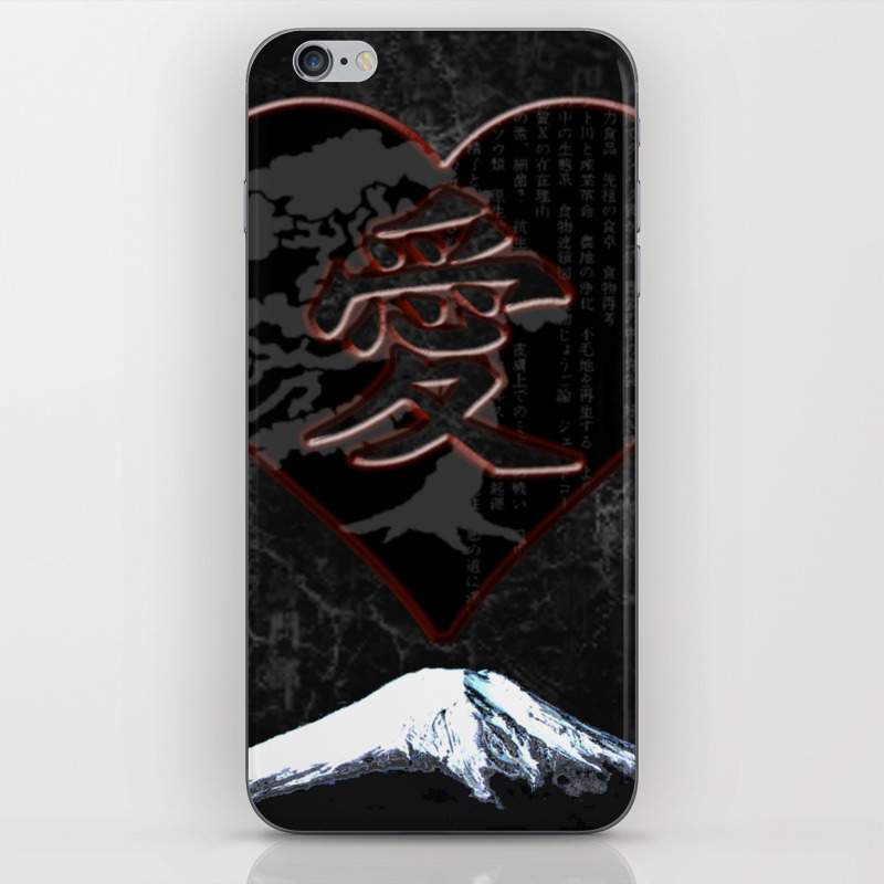 Love In Japanese Kanji With Mount Fuji Bonsai Tree Heart Iphone Skin By Beachbumpics Society6