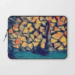 Axe and wooden logs pile of chopped firewood Laptop Sleeve