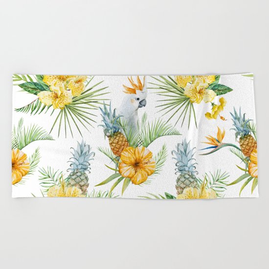 Pineapple Pattern 02 Beach Towel