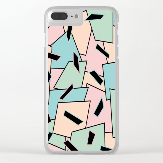 Funky Party Rainbow Colors Memphis 80's Design Pattern Clear iPhone Case