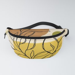 Minimal Modern  Abstract Shapes Black Leaves Warm Tones  Design Fanny Pack
