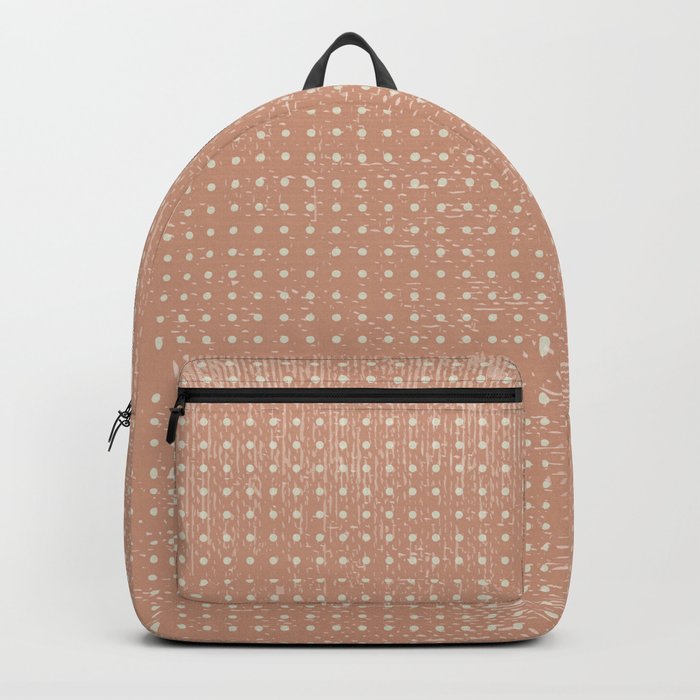 Vintage peach ivory polka dots brushstrokes pattern Backpack