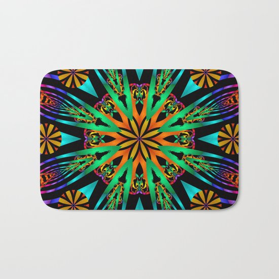 Colourful fantasy flower with tribal patterns Bath Mat