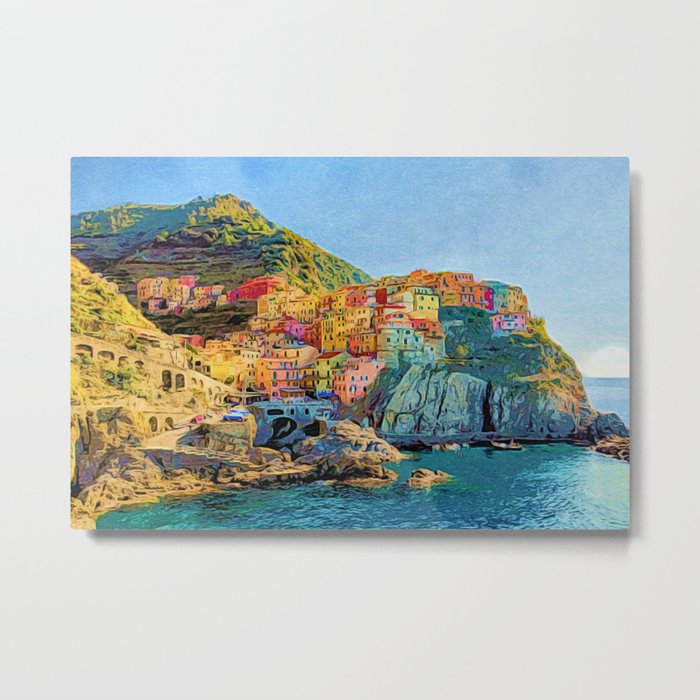 Cinque Terre, Italy | Painting Metal Print