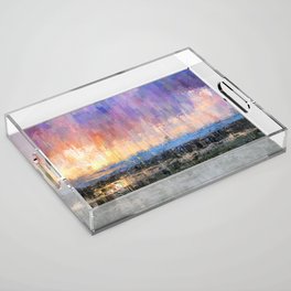 Prismatic Sunrise Showers Abstract Drip Paint Landscape Acrylic Tray