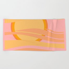 SunSeeker - Warm Colourful Minimalistic Retro Art Pattern Design Beach Towel