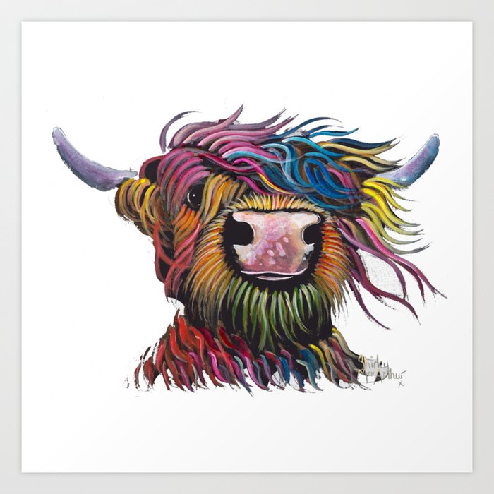 Scottish Highland Cow Rock A Billy By Shirley Macarthur Art
