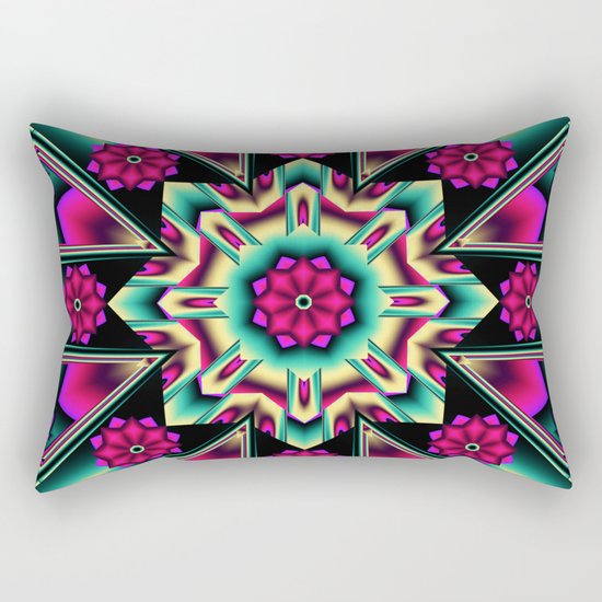 Starry kaleidpscope with fantasy flowers Rectangular Pillow