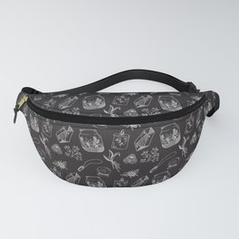 Witchy Aesthetic Pattern, Black and White, Spooky Fanny Pack
