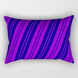 [ Thumbnail: Dark Violet and Blue Colored Pattern of Stripes Rectangular Pillow ]