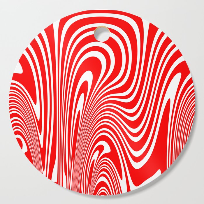 Groovy Psychedelic Swirly Trippy Funky Candy Cane Abstract Digital Art Cutting Board