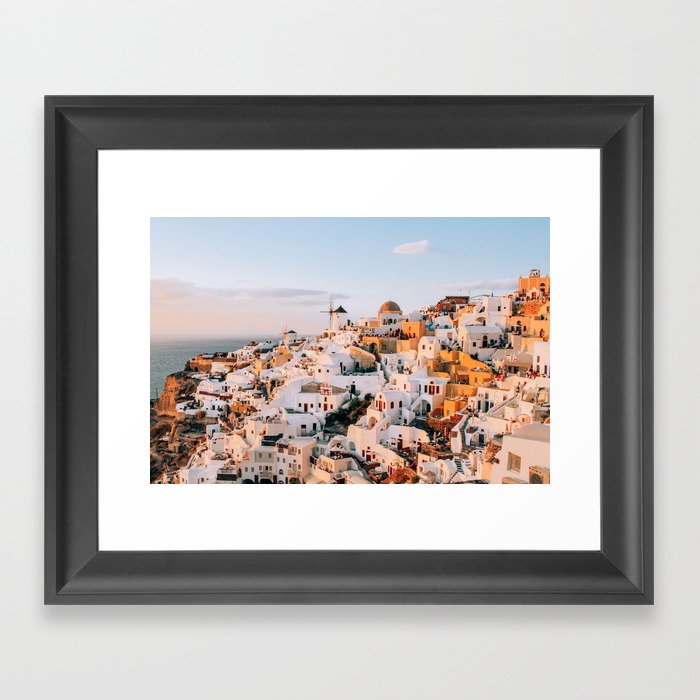 Dreaming at Dusk | Santorini, Greece Framed Art Print