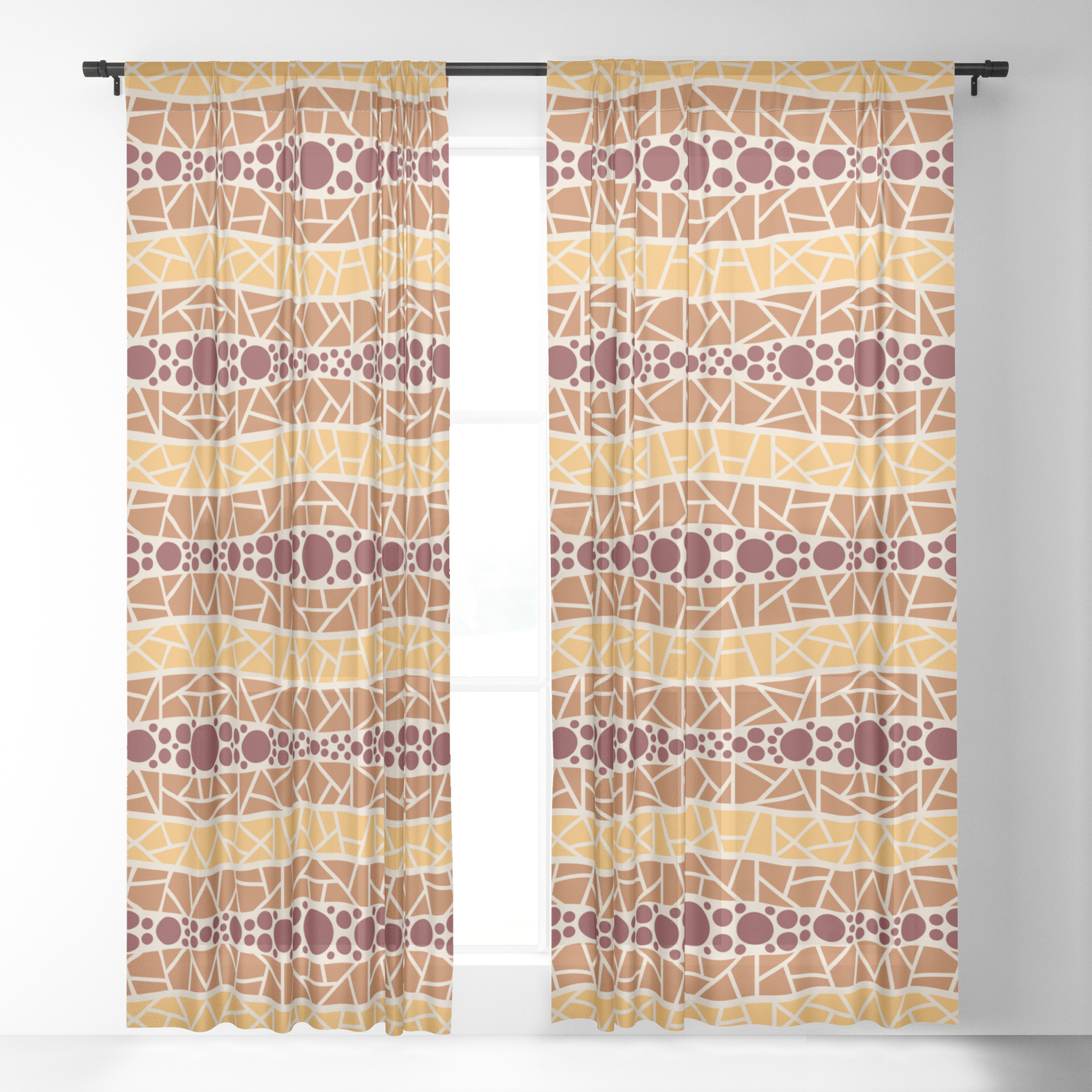 Mosaic Wavy Stripes In Burgundy Terracotta Apricot And Cream