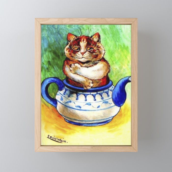 Louis Wain Cats In The Teapot Cat Framed Mini Art Print