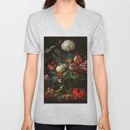 Vase of Flowers, 1660 by Jan Davidsz de Heem V Neck T Shirt