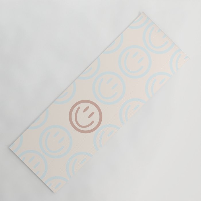Preppy Smiley Face - Blue and Pink Yoga Mat