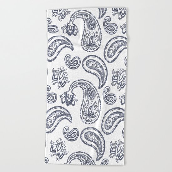 Blue Paisley Pattern Beach Towel