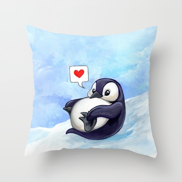 Roly Poly Penguin Throw Pillow By Biancaromanstumpff Society6 Roly Poly Penguin Throw Pillow