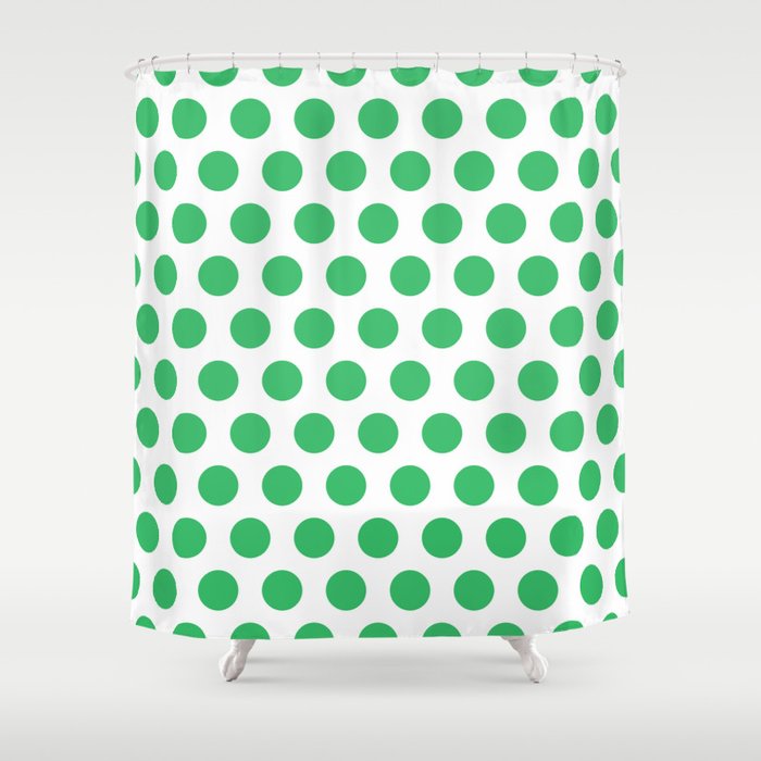 Green and White Polka Dots 771 Shower Curtain