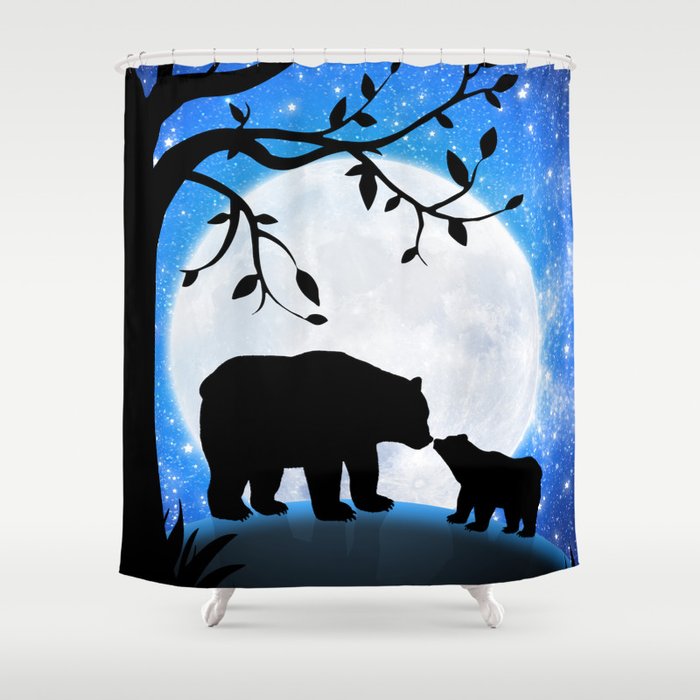 Moon and bears Shower Curtain