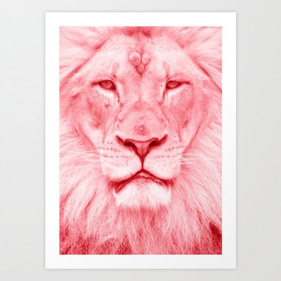 Pink lion Art Print