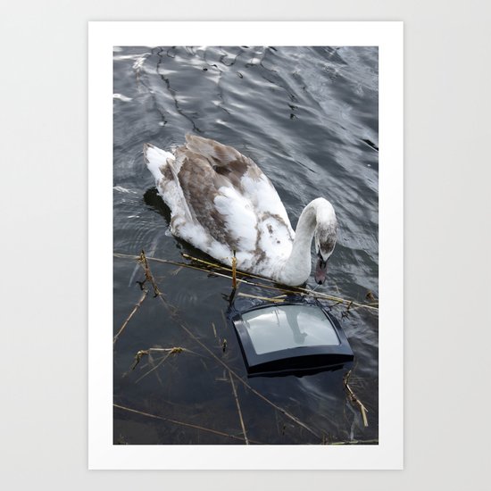 The swan and the tv Art Print