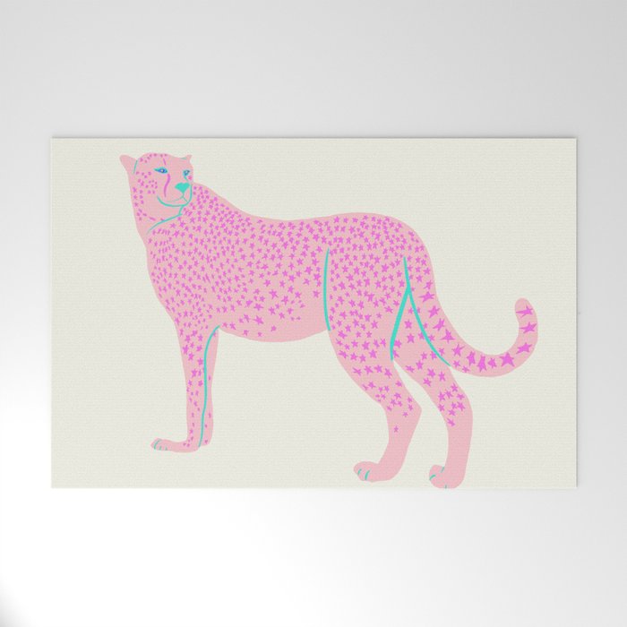 PINK STAR CHEETAH Welcome Mat