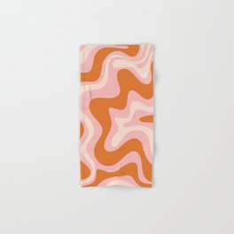 Liquid Swirl Retro Abstract Pattern in Pink Orange Cream Hand & Bath Towel