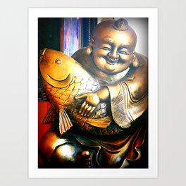 Buddha and fish Art Print