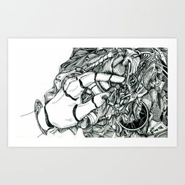 That Tingly Feeling Art Print | Ink Pen, Technical, Dimension, Illustration, Detailed, Drawing, Abstract, Hand, Black And White, Lines 