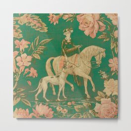 Victorian Lady Riding Horse Metal Print