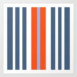 Mitchell Stripe Red White And Blue With Sky Blue Art Print