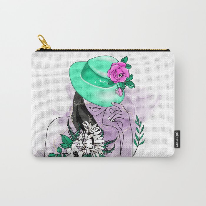 Women face with flowers Carry-All Pouch