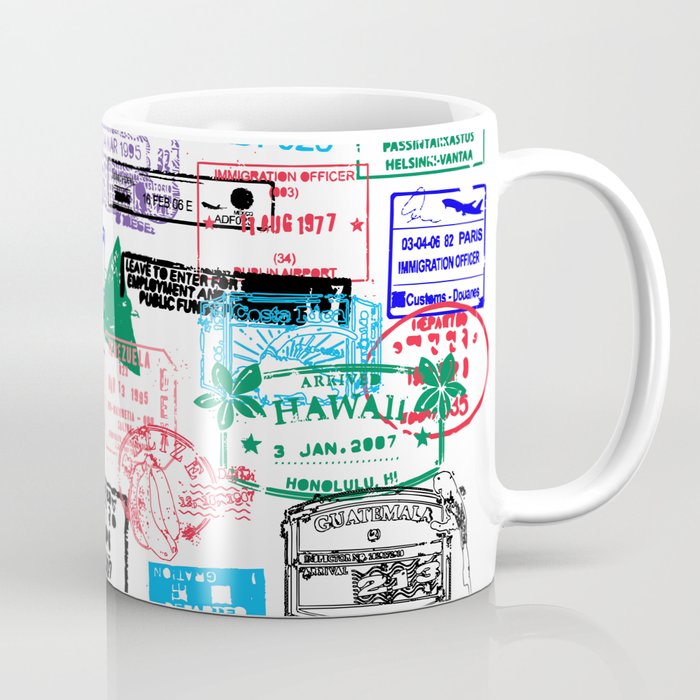 Series Of World Travel Passport Stamps Coffee Mug