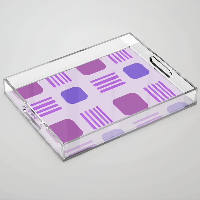 Mid-Century Modern Squares Lines Lilac Acrylic Tray